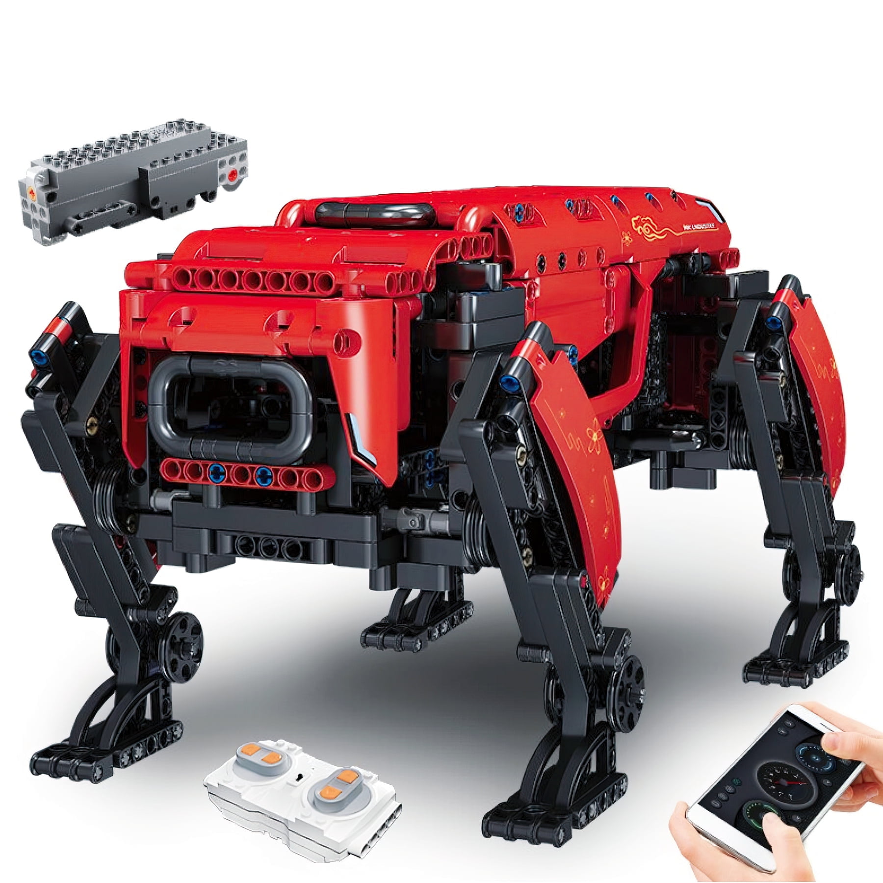 MACTANO Robot Building Block Set Electric Robot Dog Remote APP Toy Building Brick Kit Red