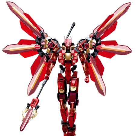 MACTANO Robot Building Block Set Mech Armour Warrior Mechanical Model Building Kit Plastic Toy Red