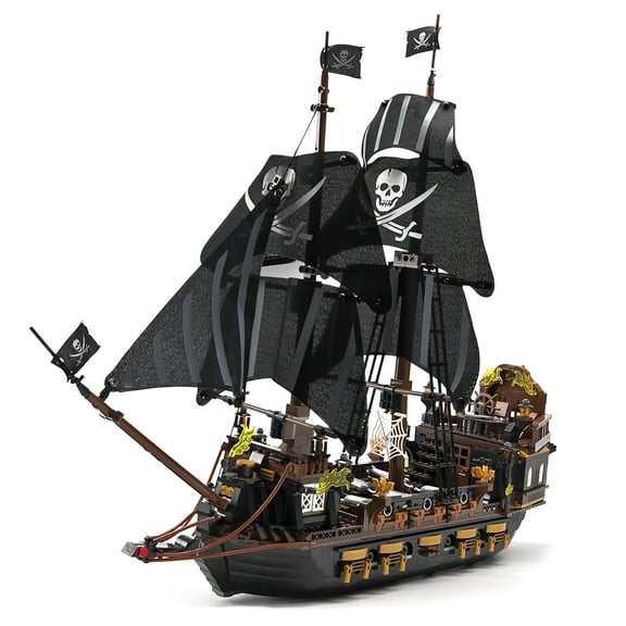 MACTANO Ship Building Block Set Black Hawk Pirates Ship Building Bricks Kit Toy Gift for Kid Adult