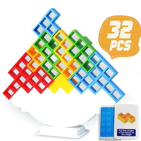 MACTANO Tetra Balancing Board Building Block Set Balance Tower Stacking Plastic Kit Toy Multi Color