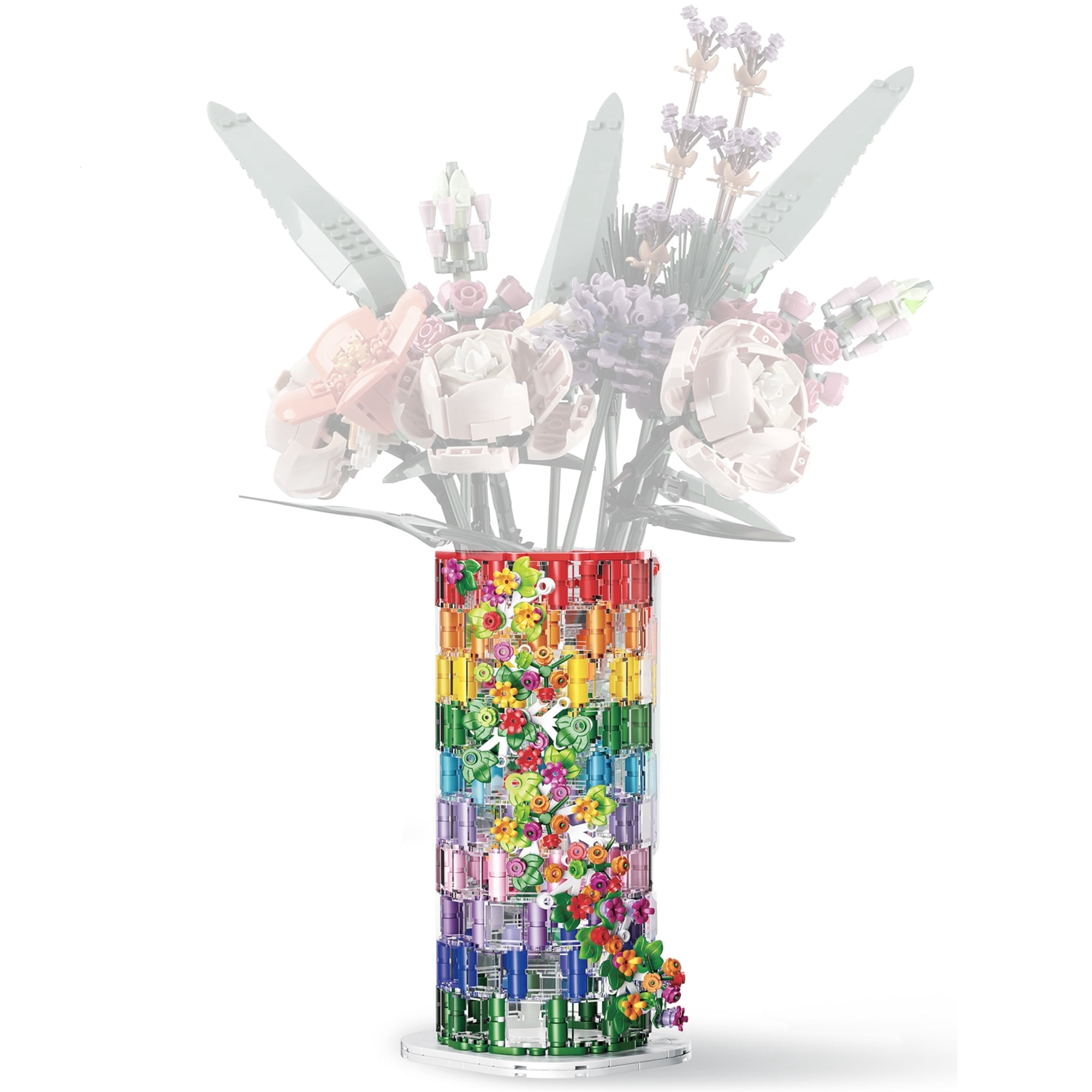 MACTANO Vase Building Block Set Transparent Vase Bricks Kit Plastic Toy ...