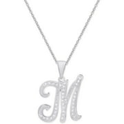 MACYS Diamond Accent Script 18 Initial Pendant Necklace Silver Plate
