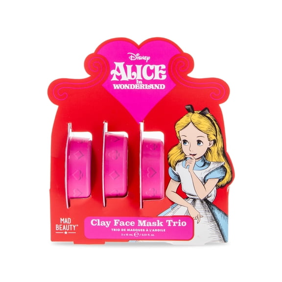 Mad Beauty Alice in Wonderland Clay Face Mask Trio, Blueberry, Raspberry, Avocado Scent, 1.52 fl oz
