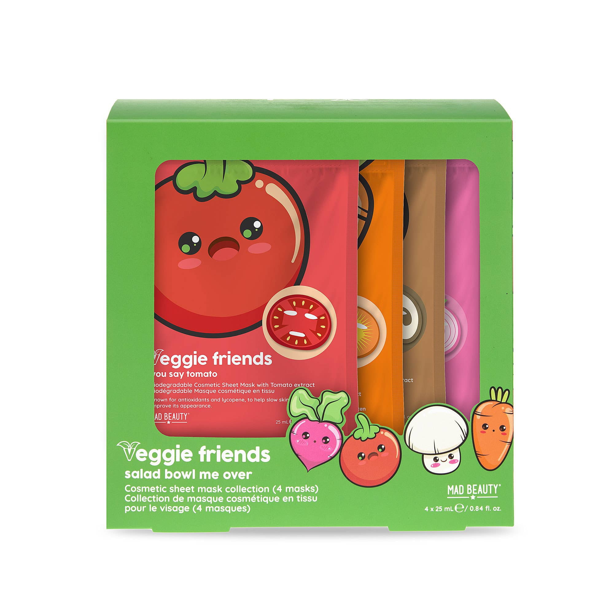 Mad Beauty Veggie Friends Salad Bowl Face Mask Collection, Aloe Vera Scent, 3.38 fl oz