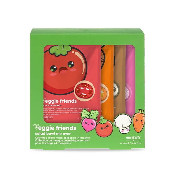 Mad Beauty Veggie Friends Salad Bowl Face Mask Collection, Aloe Vera Scent, 3.38 fl oz