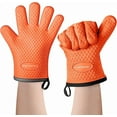 thumbnail image 1 of MAD SHARK Silicone Oven Mitts Heat Resistant 450 Degrees,Waterproof & Non-Slip Oven Gloves with Fingers,Cotton Lined Silicone Oven Gloves Kitchen Mitts for Baking Cooking Barbecue,Women (Green), 1 of 10