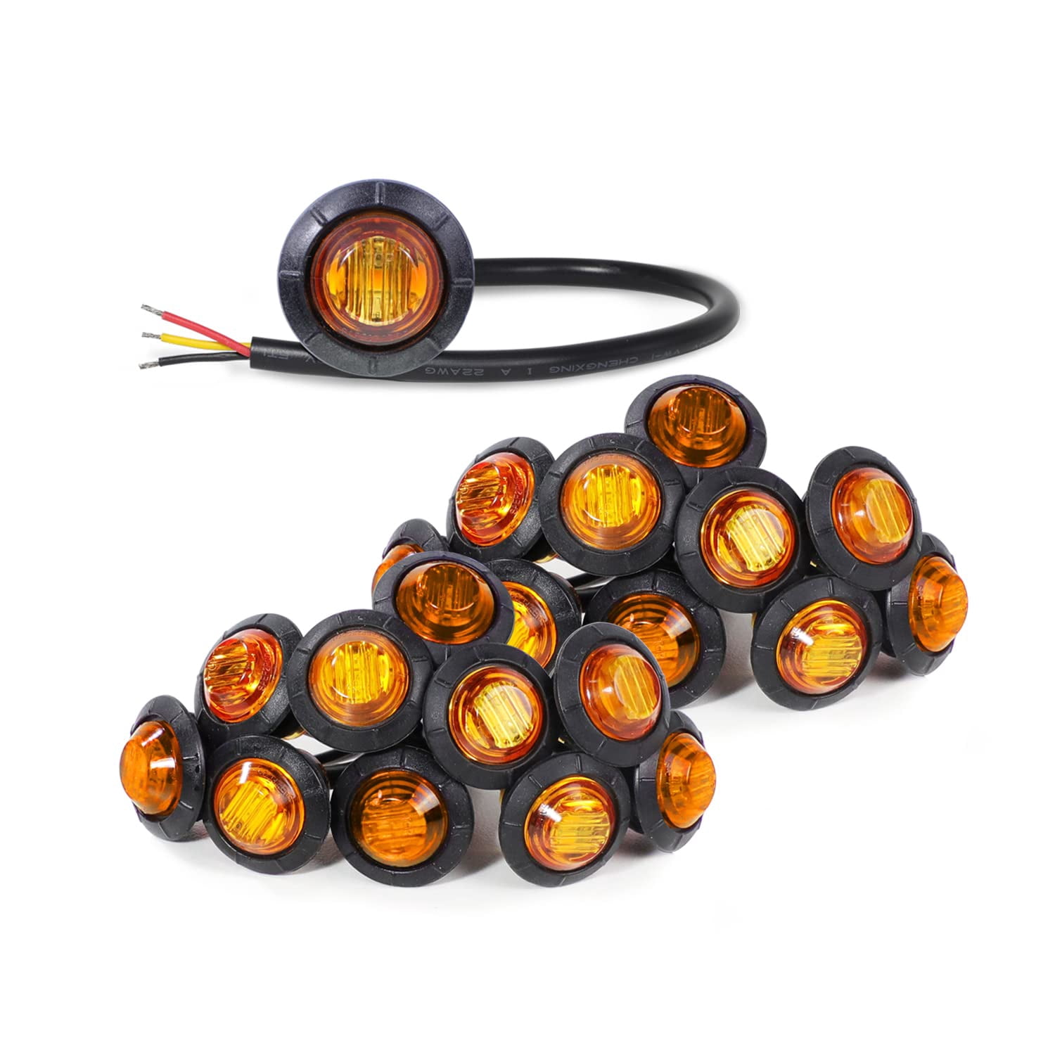 MADCATZ 50 Pcs Amber To Blue Dual Color LED Marker Lights - 3/4 Inch Round, 12V, IP68 Waterproof, For Truck Trailer Boat - View #4