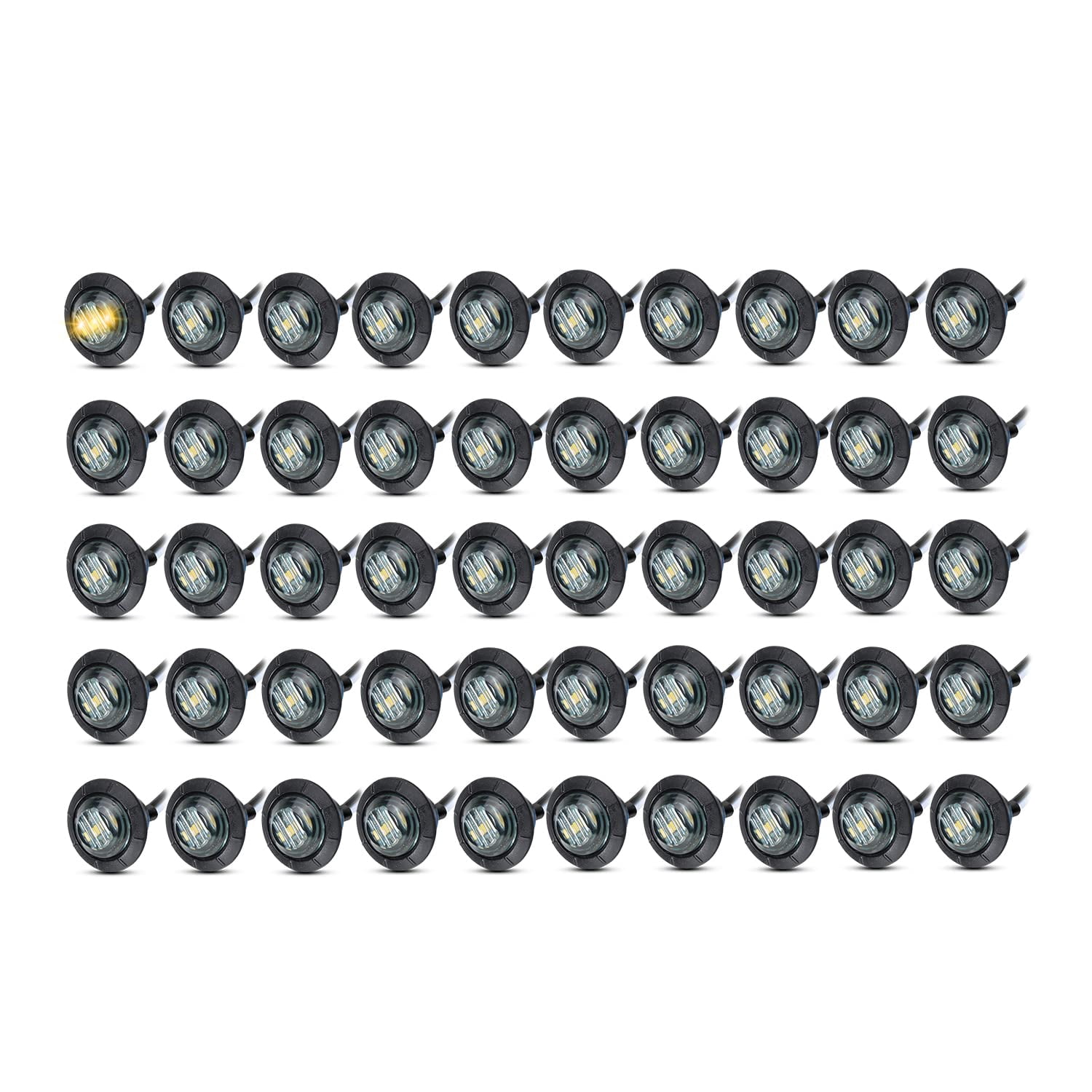 MADCATZ 50 Pcs Amber To Blue Dual Color LED Marker Lights - 3/4 Inch Round, 12V, IP68 Waterproof, For Truck Trailer Boat - View #3