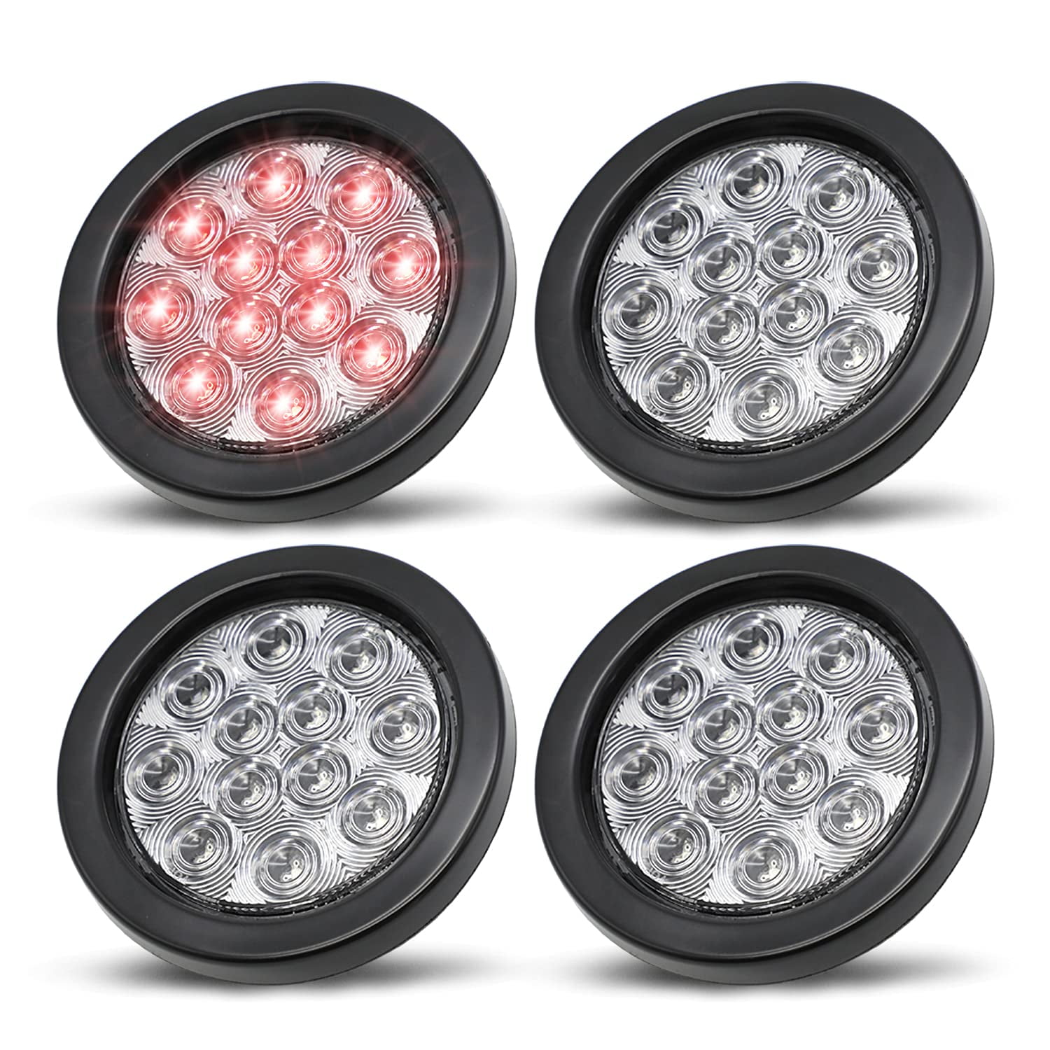MADCATZ Trailer Tail Lights DHF10 4 Inch Clear Lens Red Round Clearance ...