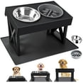 MADDEMCUTE Dog Bowl Stand STF9 with Mat 3 Adjustable Heights,10° Tilted