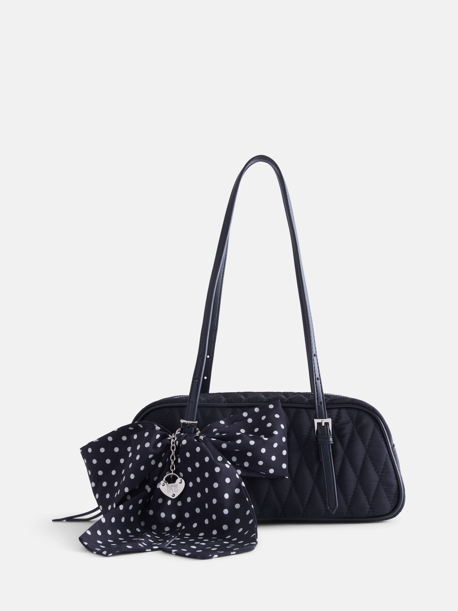 Madden NYC Women's East West Bowling Bag, Black Quilted