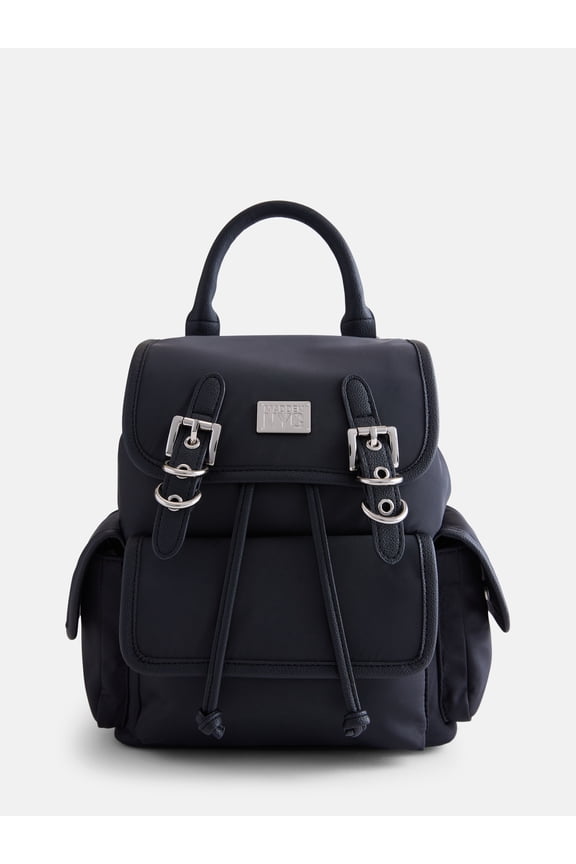 Women's Buckle Flap Backpack, Black