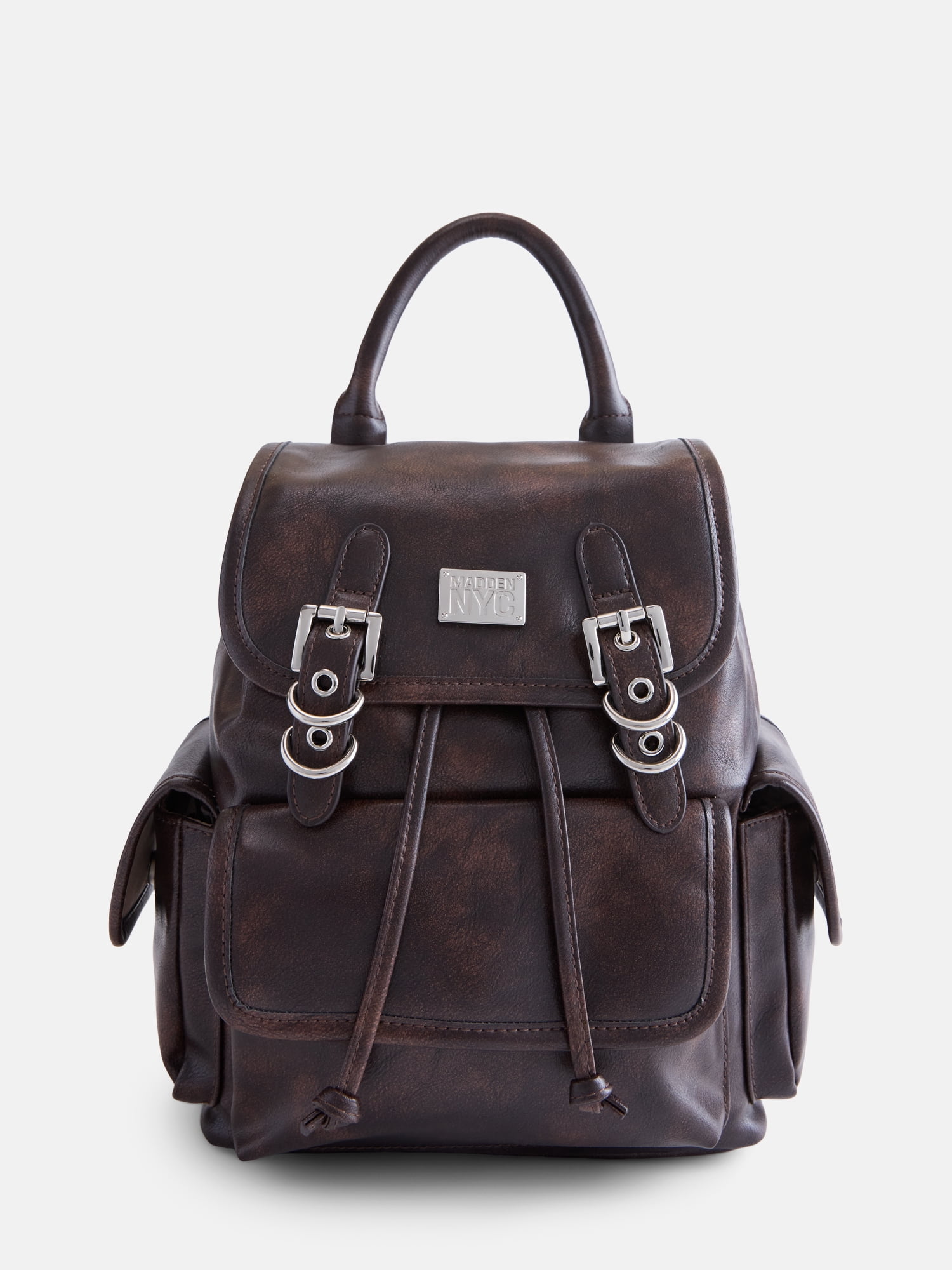 Madden NYC Women's Buckle Flap Backpack, Brown