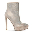 thumbnail image 1 of MADDEN GIRL Womens Beige 1" Platform Rhinestone Comfort Lorilee Pointed Toe Stiletto Zip-Up Dress Booties 5.5 M, 1 of 4