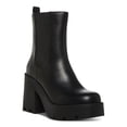thumbnail image 1 of MADDEN GIRL Womens Black 1-1/2" Platform Pull Tab Metallic Cushioned Goring Tippah Round Toe Block Heel Chelsea 8.5 M, 1 of 4