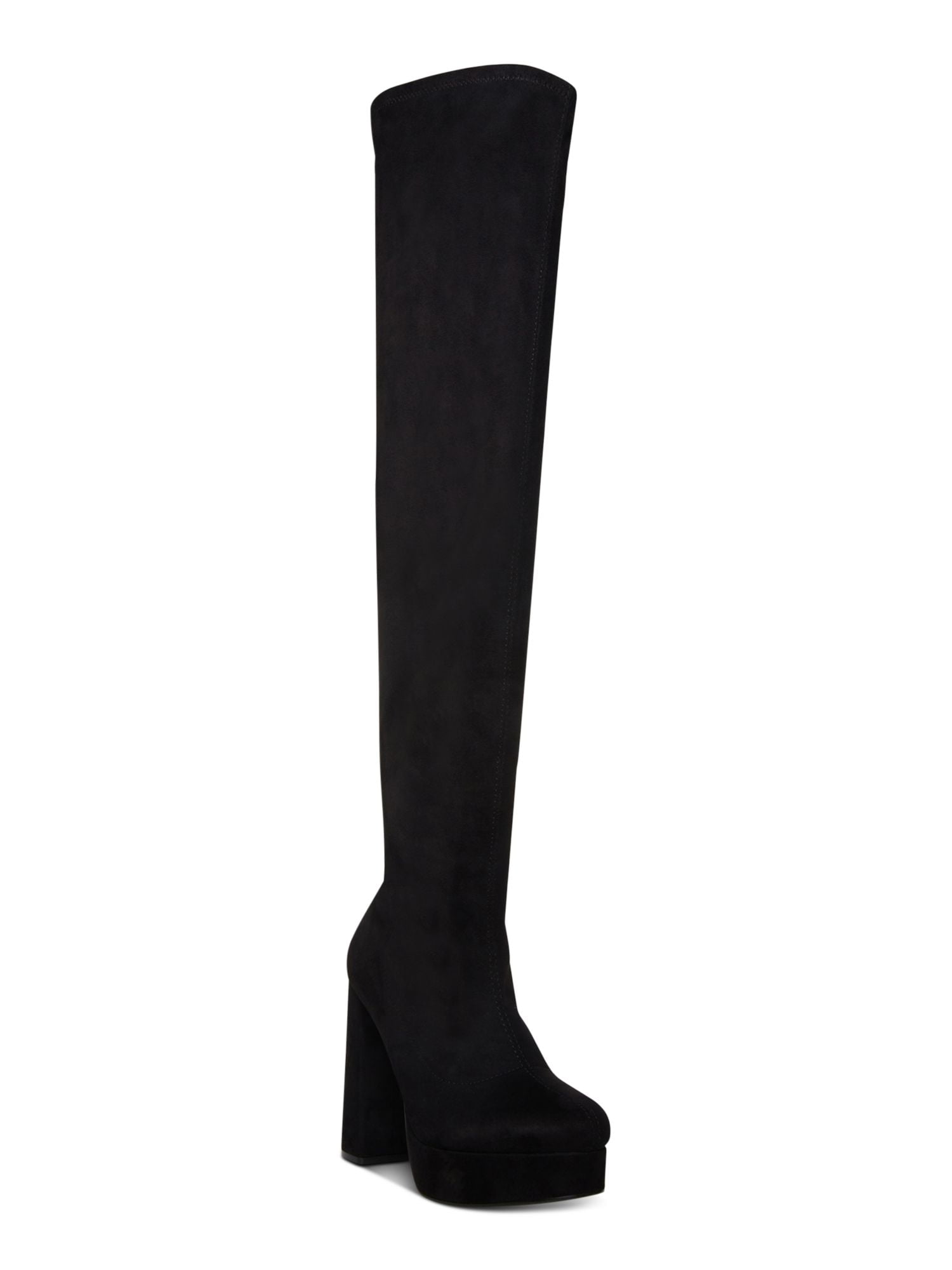 Material Girl Womens Comfort Zipper Accent Ruched Myah Round Toe Block Heel Boots Black Size 7 M main image 1