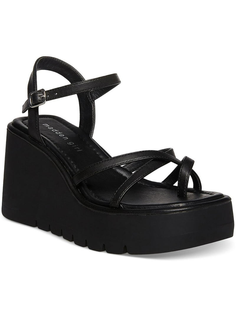 MADDEN GIRL Womens Black Padded Strappy 1-1/2