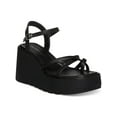 thumbnail image 1 of MADDEN GIRL Womens Black Padded Strappy 1-1/2" Platform Adjustable Strap Lug Sole Vault Square Toe Wedge Buckle Heeled Sandal 7 M, 1 of 5