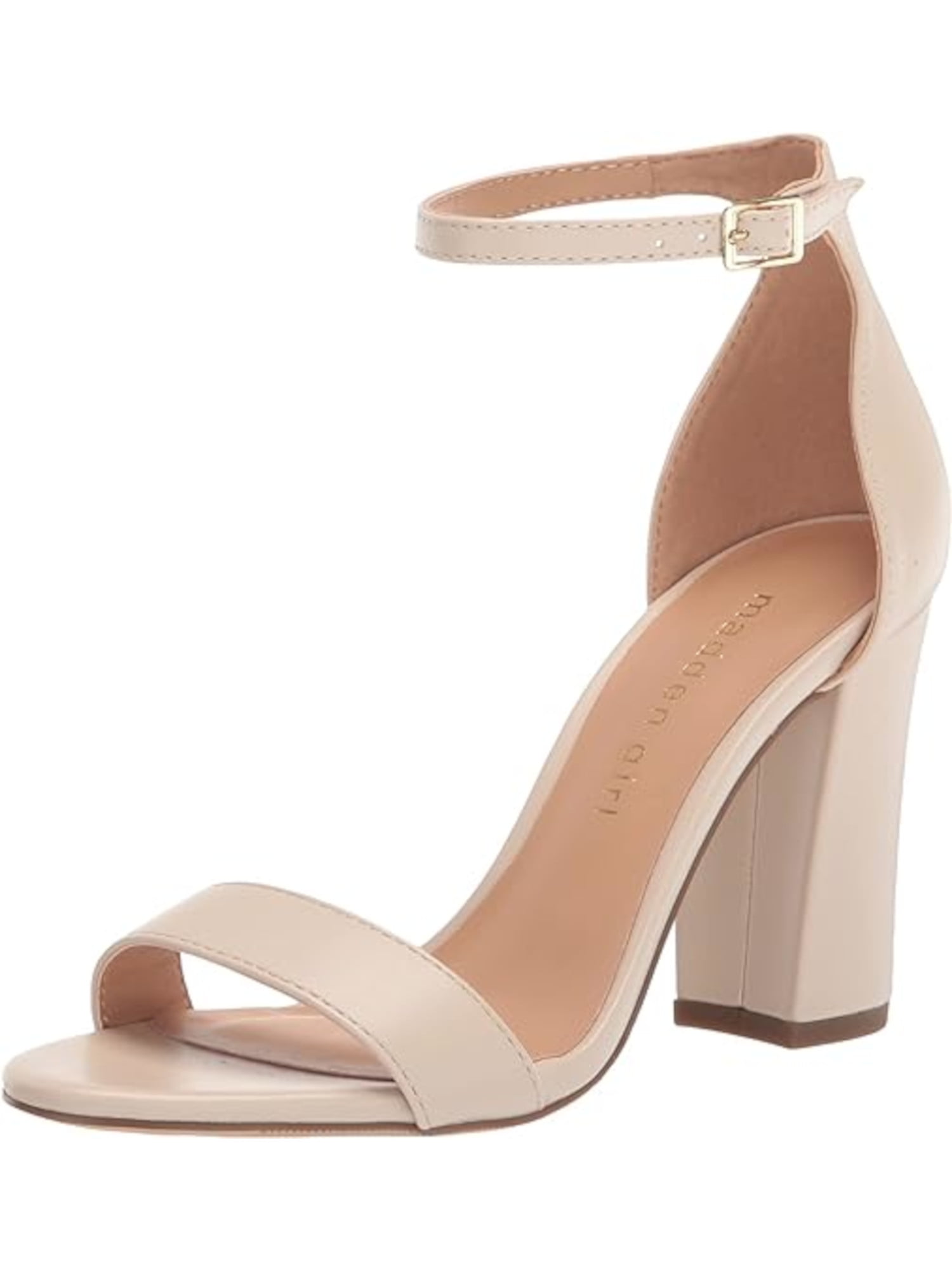 Brief Ivory Satin Open Toe Ankle Strap Chunky Heeled Sandals – BABARONI