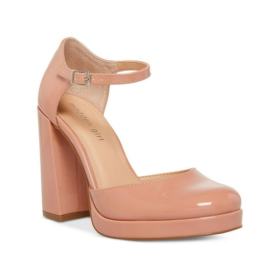 MADDEN GIRL Womens Pink Comfort Una Round Toe Block Heel Buckle Dress Pumps Shoes 8.5 M