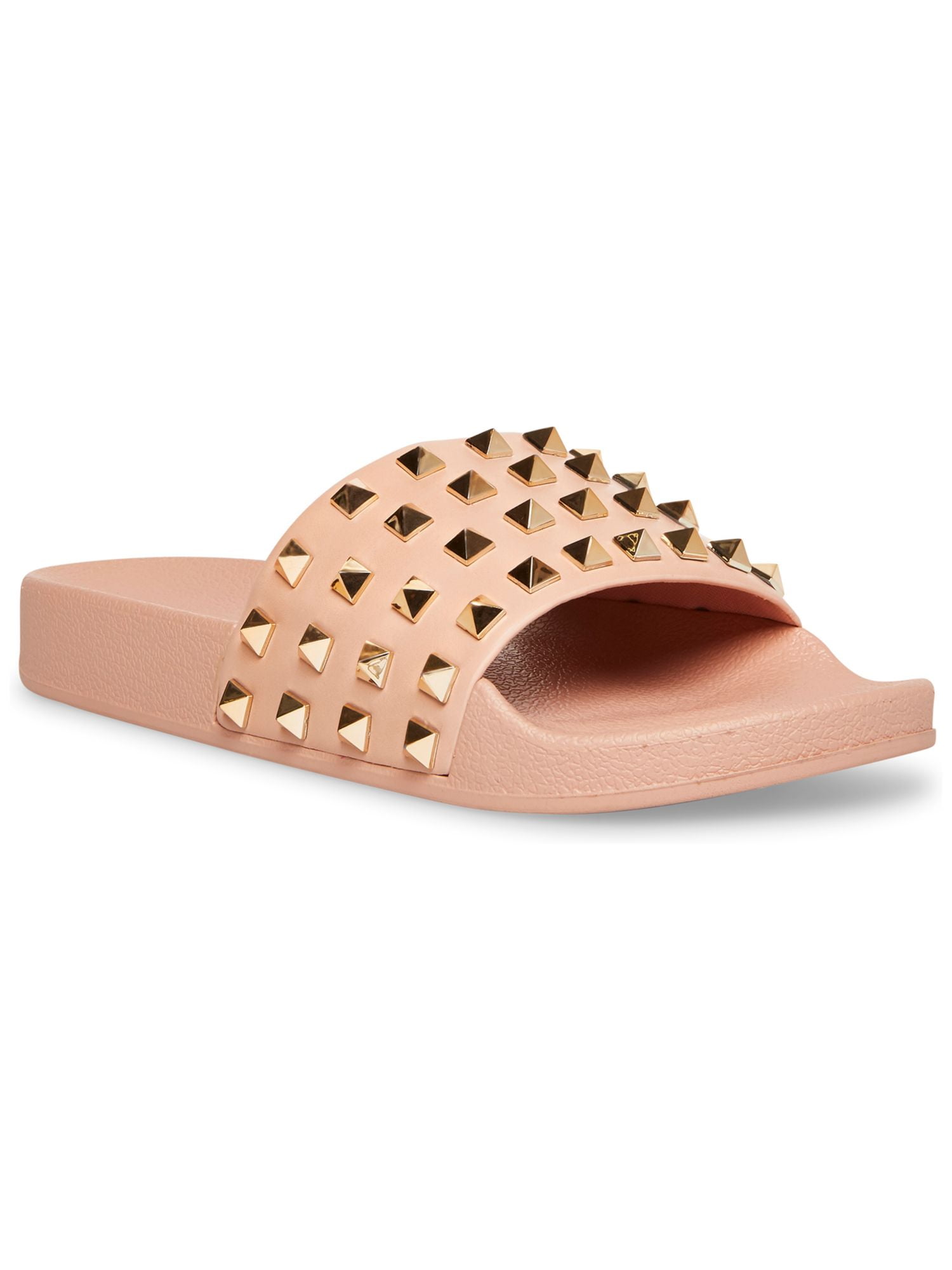 MADDEN GIRL Womens Pink Spikey Studded Flashh Round Toe Slip On