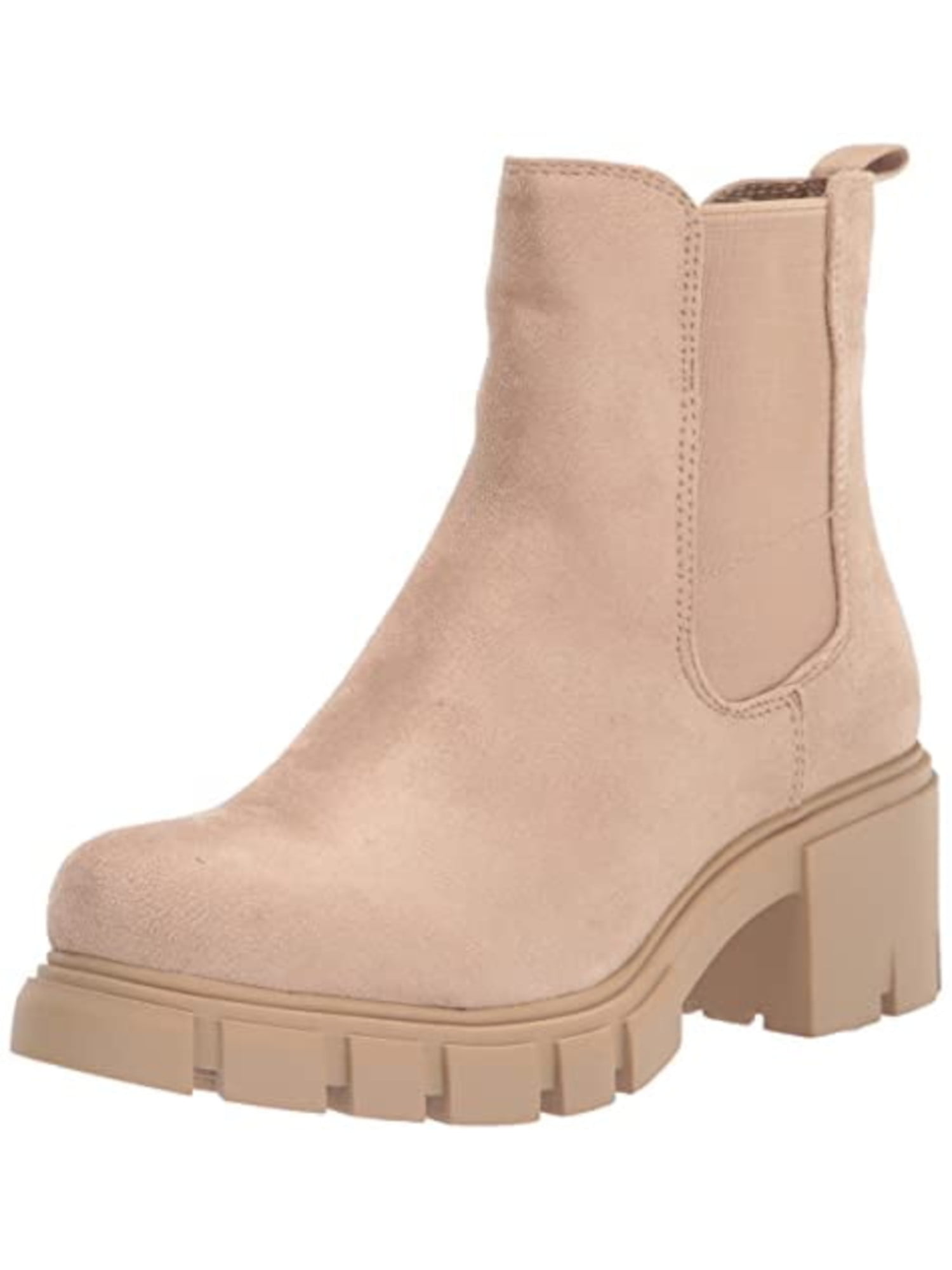 MADDEN GIRL Womens Ivory Lug Sole Bubbles Round Toe Block Heel Lace-Up Duck Boots M