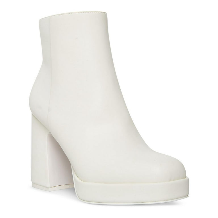 MADDEN GIRL Womens White 1 Platform Padded Activatte Square Toe Block Heel Zip Up Booties 10 M Walmart