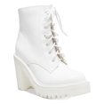 thumbnail image 1 of MADDEN GIRL Womens White 1" Platform Padded Lug Sole Eyelet Archiee Round Toe Block Heel Lace-Up Combat Boots 7.5, 1 of 4