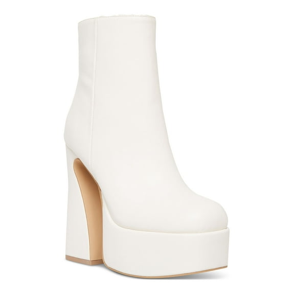 MADDEN GIRL Womens White 2" Platform Padded Kourt Square Toe Sculpted Heel Zip-Up Dress Booties 10 M