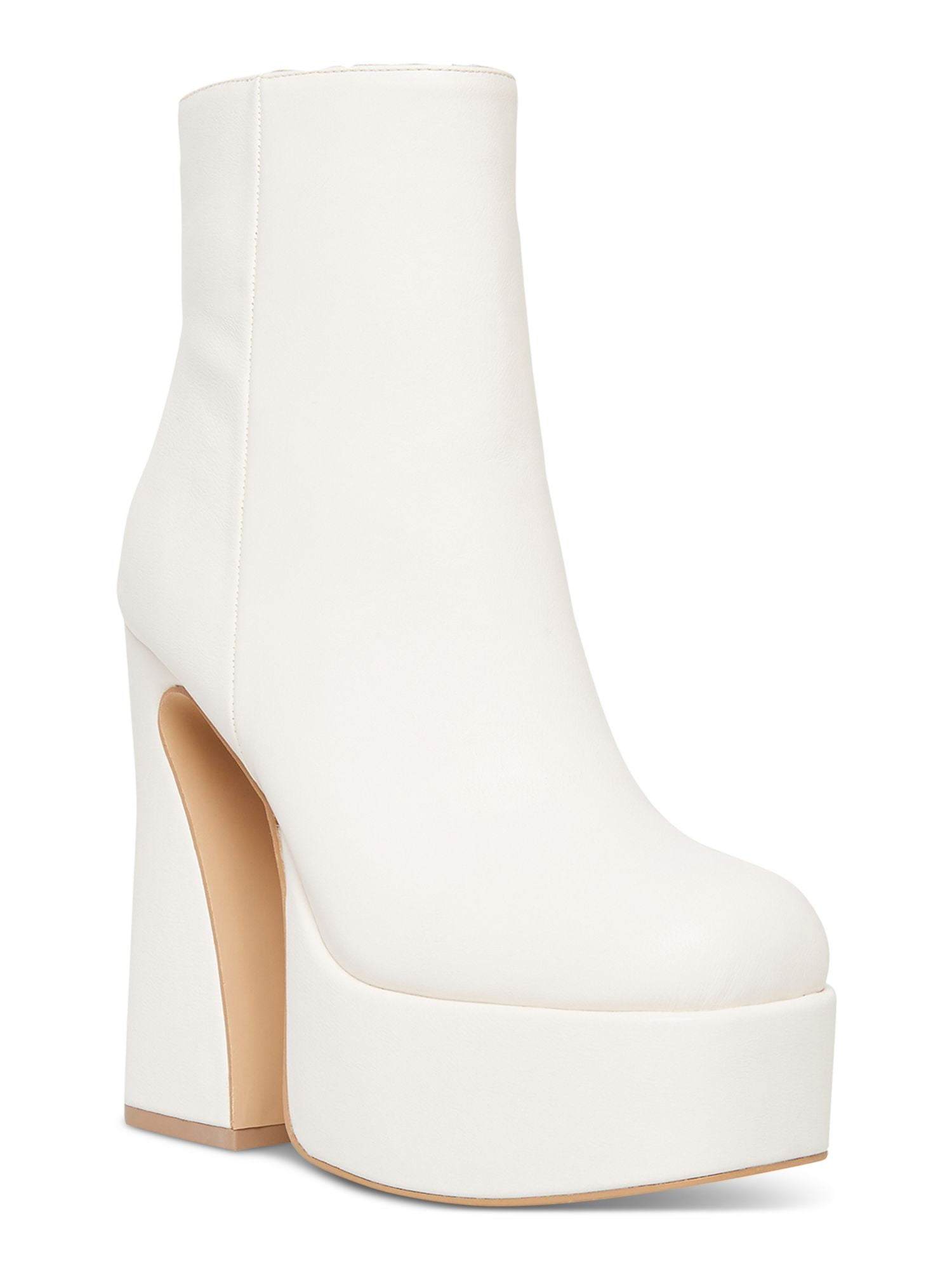INC Womens White Cushioned Dasha Square Toe Block Heel Zip-Up Dress Booties M main image 0