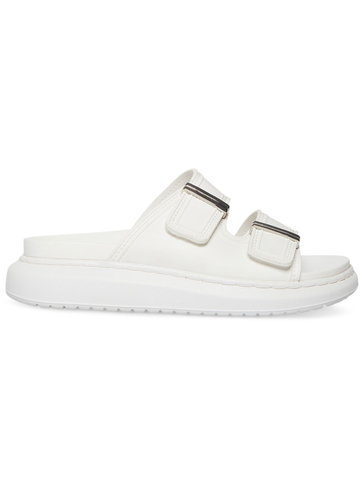 MADDEN GIRL Womens White Adjustable Strap Comfort Kingsley Round Toe