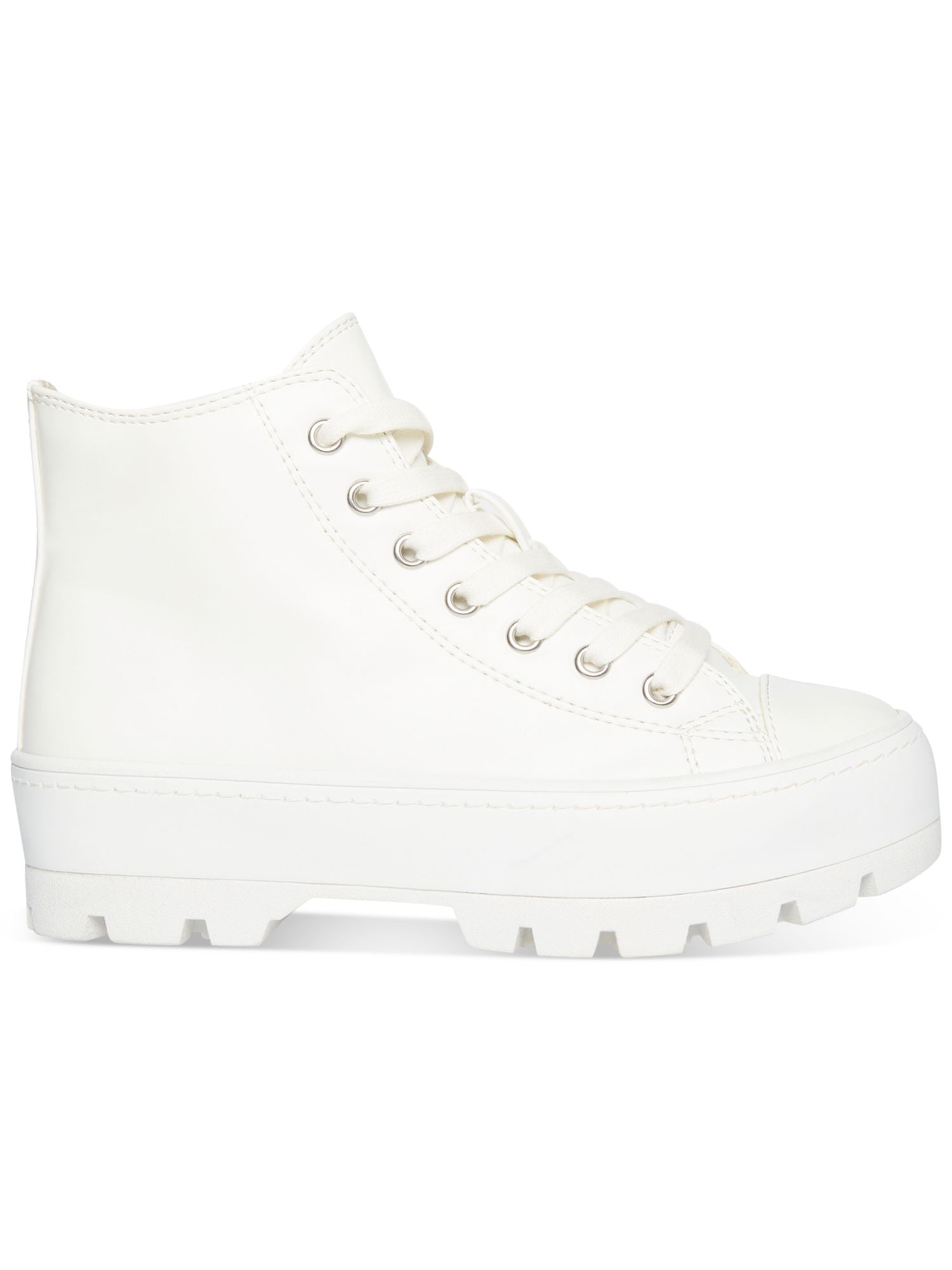 MADDEN GIRL Womens White Comfort Treaded Shadow Round Toe Platform Lace