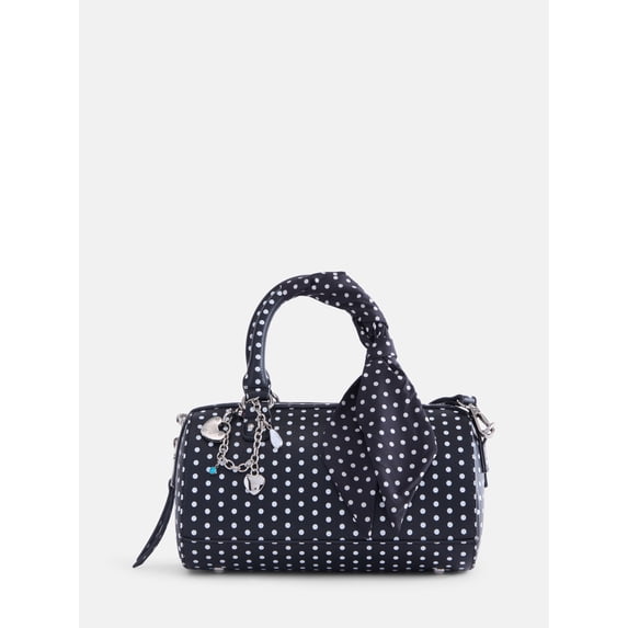 Madden NYC Women's Small Top Zip Handbag, Black and White
