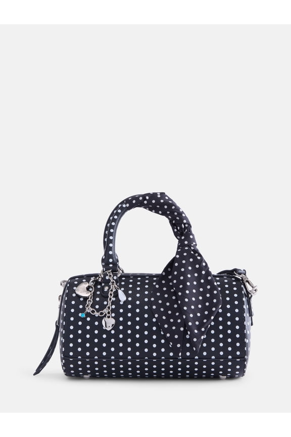 Women's Small Top Zip Handbag, Black and White
