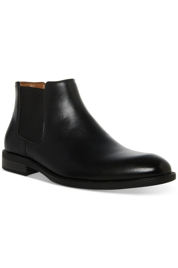 Mens Black Cushioned Goring Maxxin Round Toe Block Heel Chelsea 11.5 M