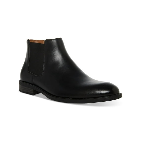 MADDEN Mens Black Cushioned Goring Maxxin Round Toe Block Heel Chelsea 9