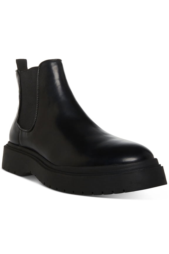 Mens Black Goring Comfort Aillem Round Toe Wedge Boots Shoes 8.5