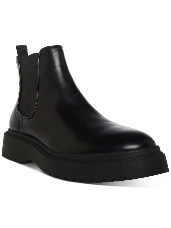Mens Black Goring Comfort Aillem Round Toe Wedge Boots Shoes 9.5