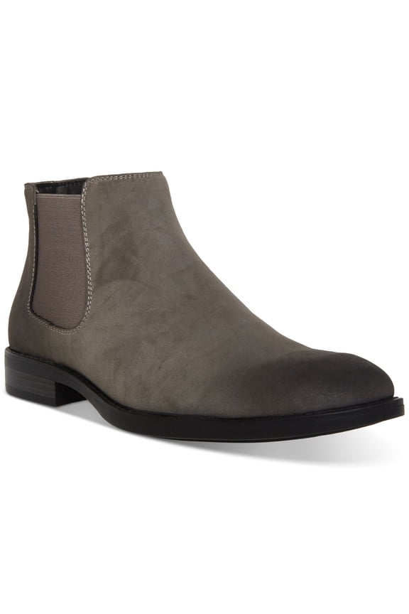 Mens Gray Cushioned Goring Maxxin Round Toe Block Heel Chelsea 10 M
