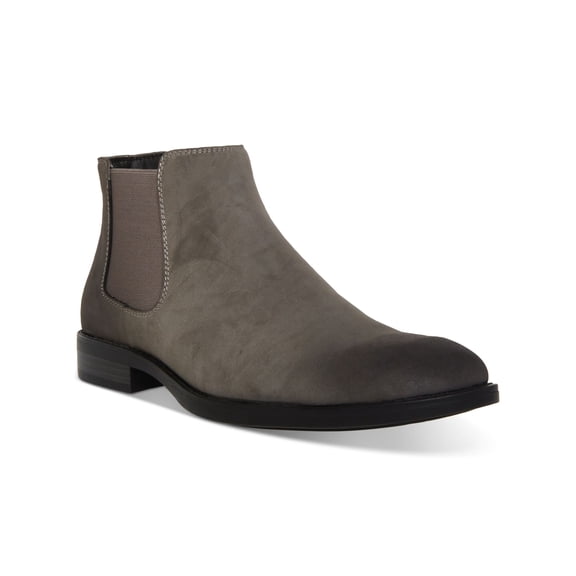 MADDEN Mens Gray Cushioned Goring Maxxin Round Toe Block Heel Suede Chelsea 11.5
