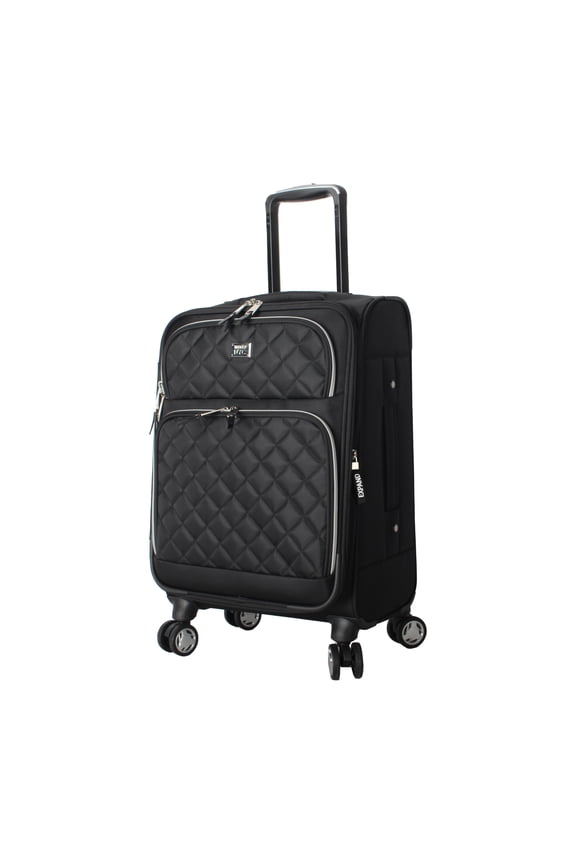 , Aesthetic Soft Side 20" Expandable Carry-on Luggage with Spinner Wheels, Black