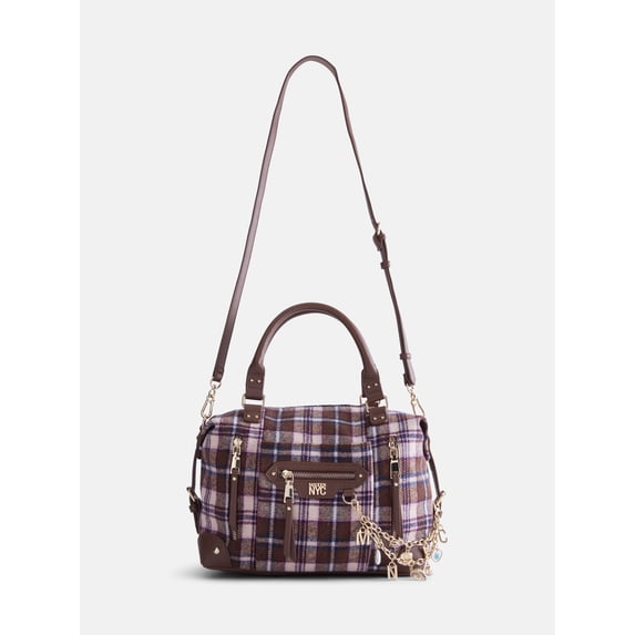 Madden NYC Women's Medium Satchel Handbag, Flannel Plaid