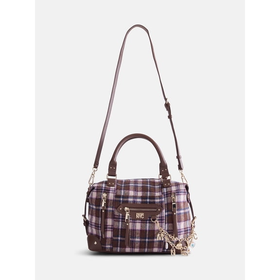 Madden NYC Women's Medium Satchel Handbag, Flannel Plaid