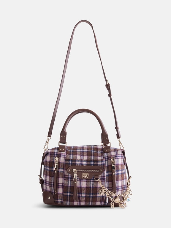 Women's Medium Satchel Handbag, Flannel Plaid