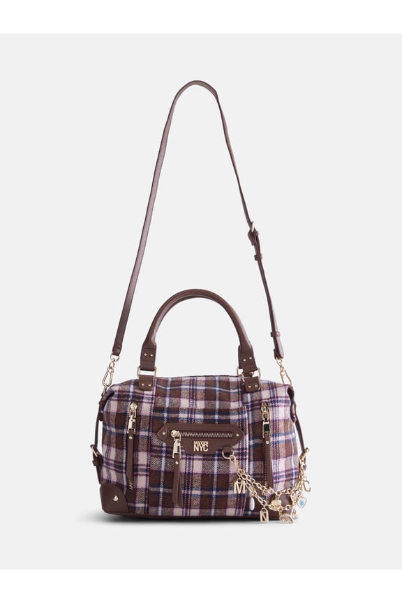 Women's Medium Satchel Handbag, Flannel Plaid