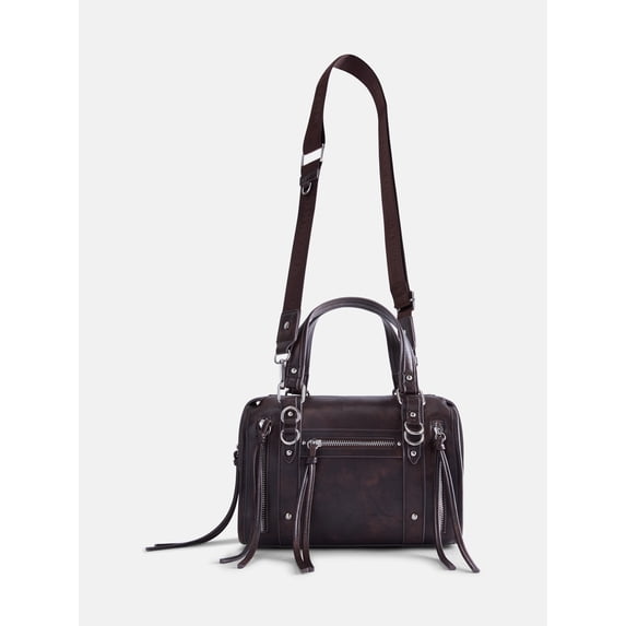 Madden NYC Women's Soft Zipper Satchel Handbag, Brown