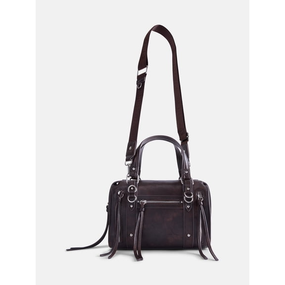 Madden NYC Women's Soft Zipper Satchel Handbag, Brown