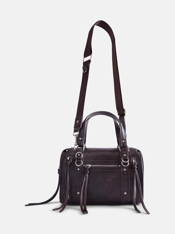 Women's Soft Zipper Satchel Handbag, Brown