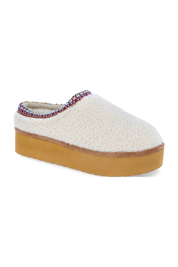 Women's Platform Faux Fur Lined Slip On Mules