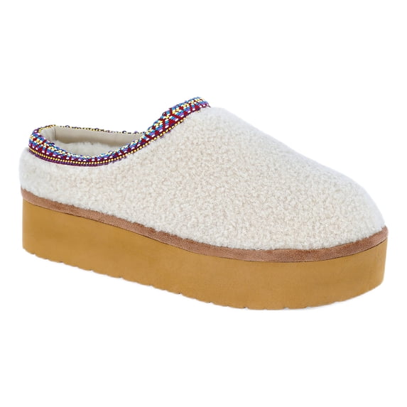 Madden NYC Women's Platform Faux Fur Lined Slip On Mules